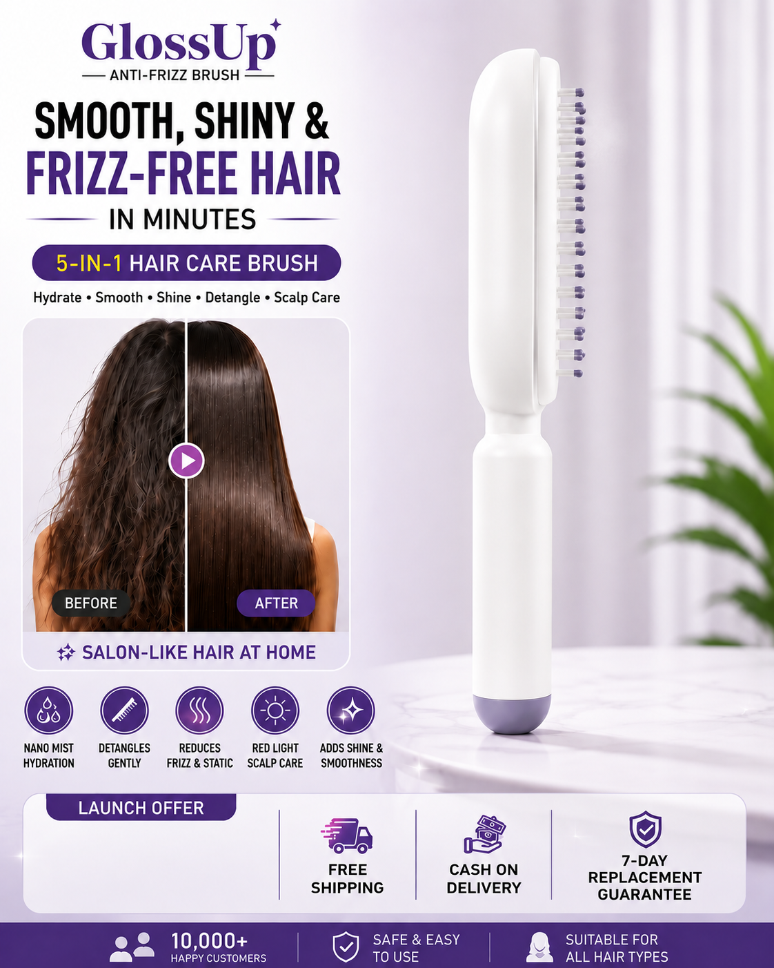 GlossUp Anti-Frizz Brush - Smooth. Shine. Gloss Up.