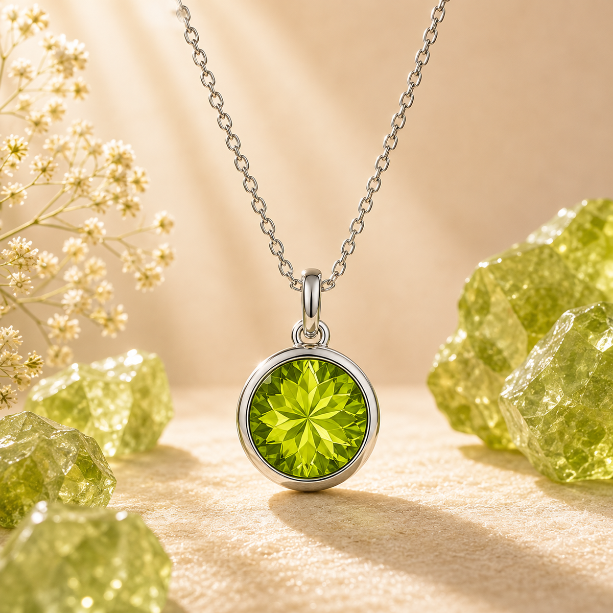 Peridot Kundli Stone Pendant